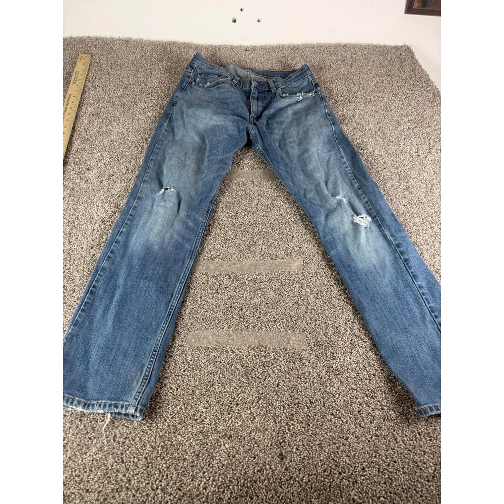 Levi's Straight Jeans Men's Blue Denim Distressed Western Classic Fit - 31x30